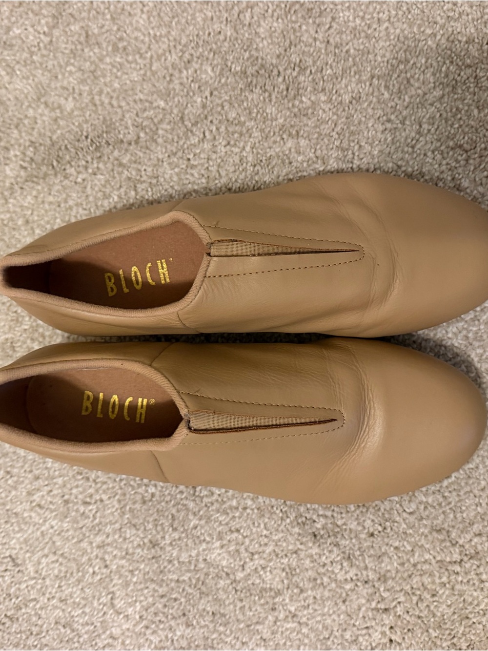 Bloch Beige Leather Slip-On Jazz Shoes